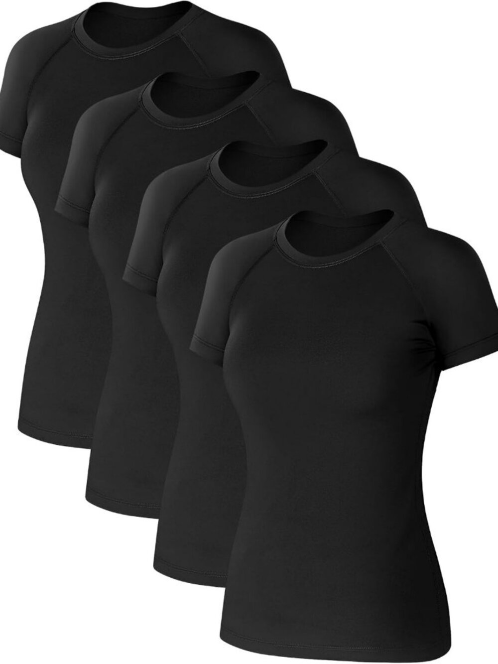 4 Pack Women's Compression Workout Shirts - Moisture-Wicking, Stretchy Fit